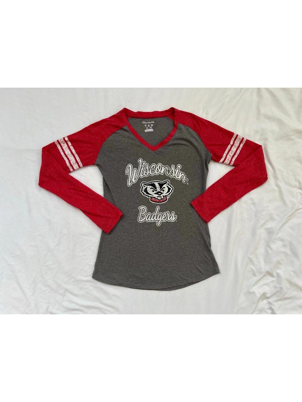 Champion women’s size M red and grey Wisconsin Badgers long sleeved top